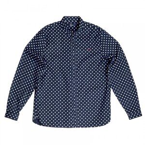 Fred Perry Cotton Navy Blue Long Sleeve Regular Fit Shirt Polka Dots